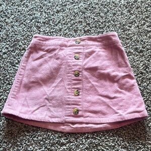 Stylish Pink Corduroy Design Button-Up Kids Skirt